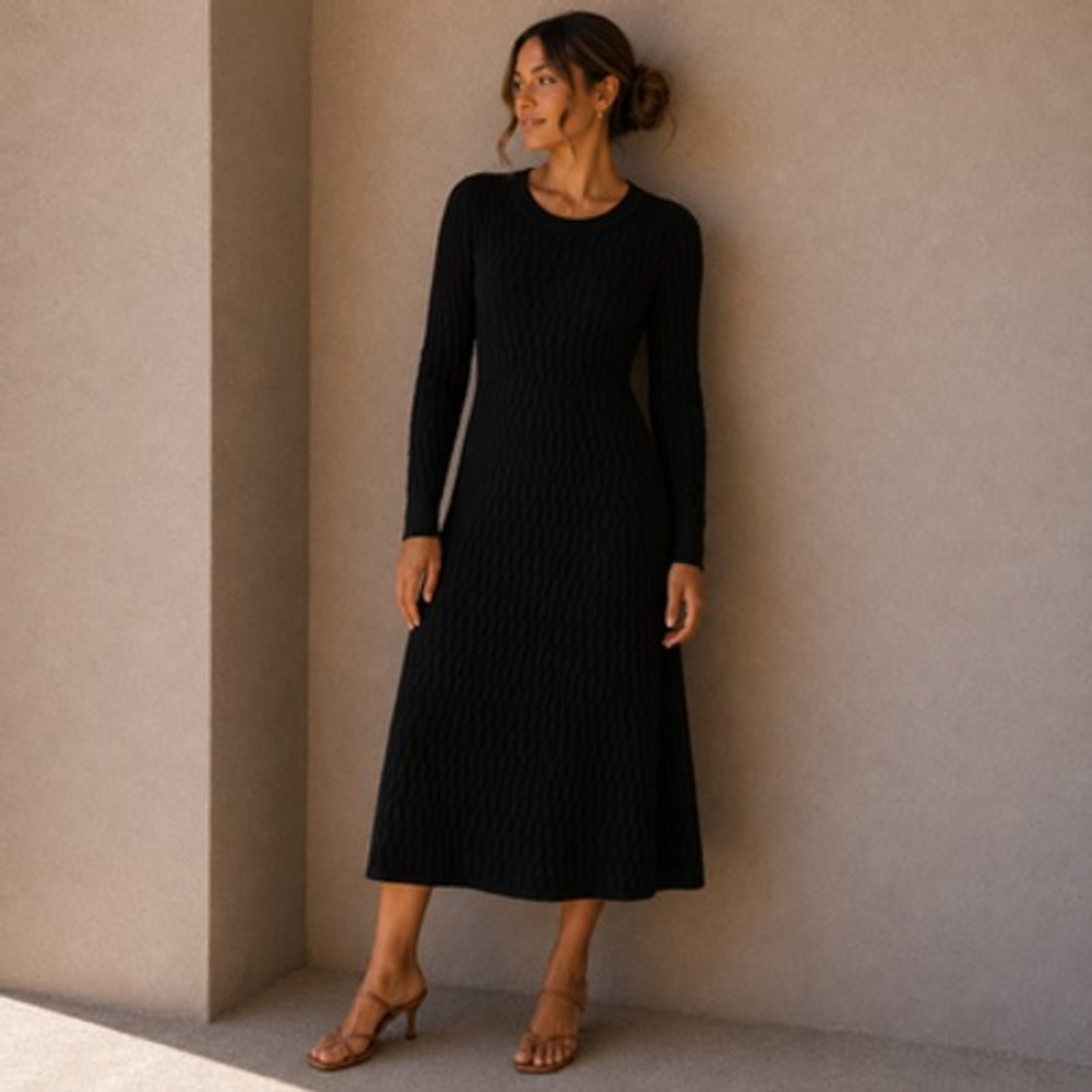 Gap Sweater Dress Womens Medium Midi Textured Knit Long Sleeve Workwear